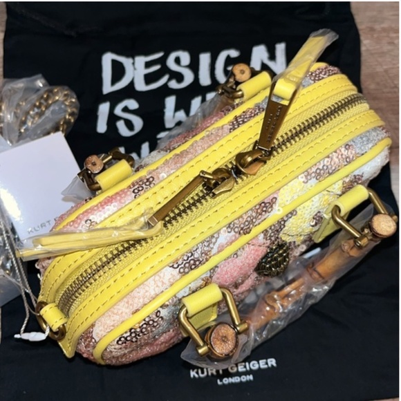 Kurt Geiger Extra Small Kensington Bamboo Handle Sequin Crossbody Bag Purse - Picture 11 of 11